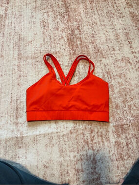 Janji Groundwork Knit Pace Sports Bra - Hot Orange / Red - Size Medium